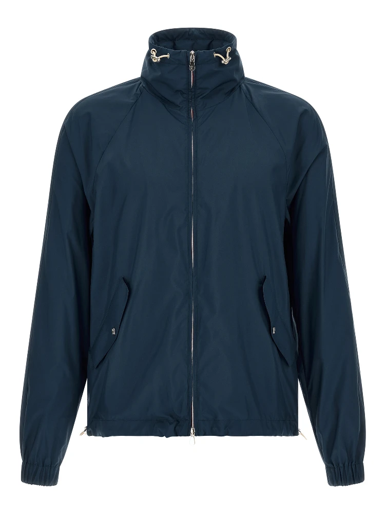 Blue Polyester Full-Length Jacket