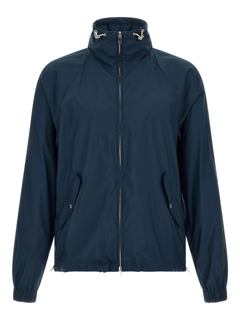 Blue Polyester Full-Length Jacket
