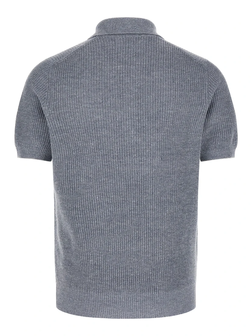Blue Linen Polo Shirt