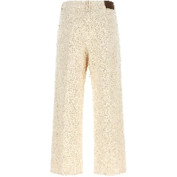 Beige Cotton Casual Pants