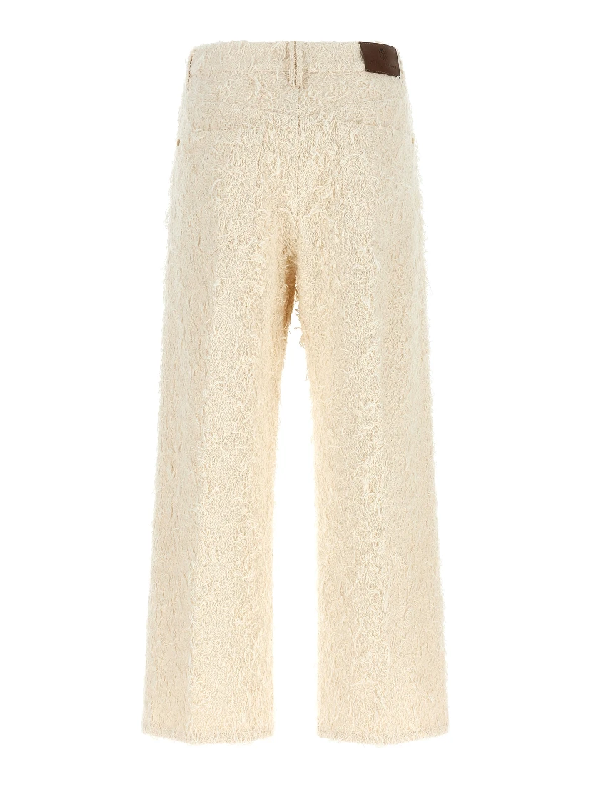 Beige Cotton Casual Pants