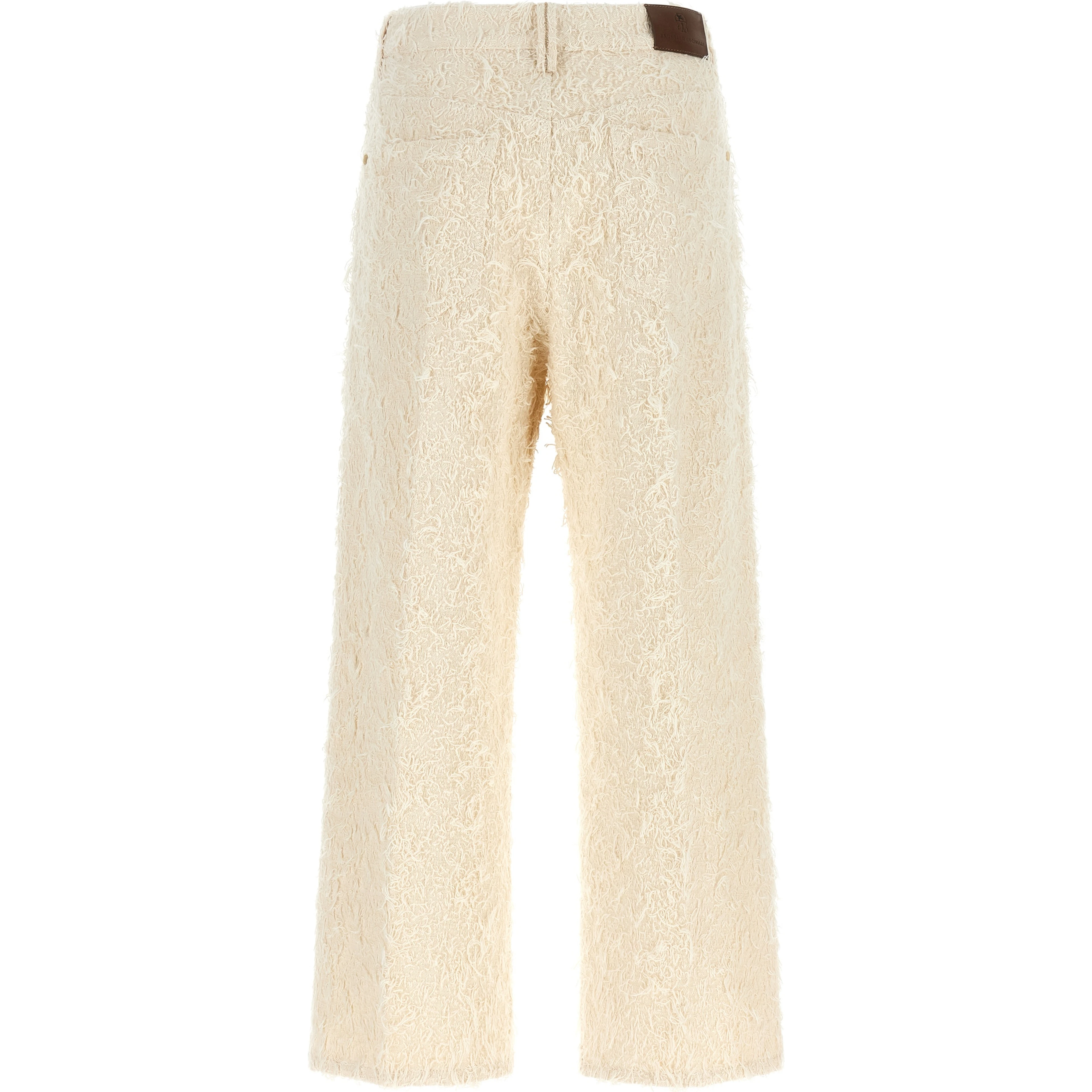 Beige Cotton Casual Pants