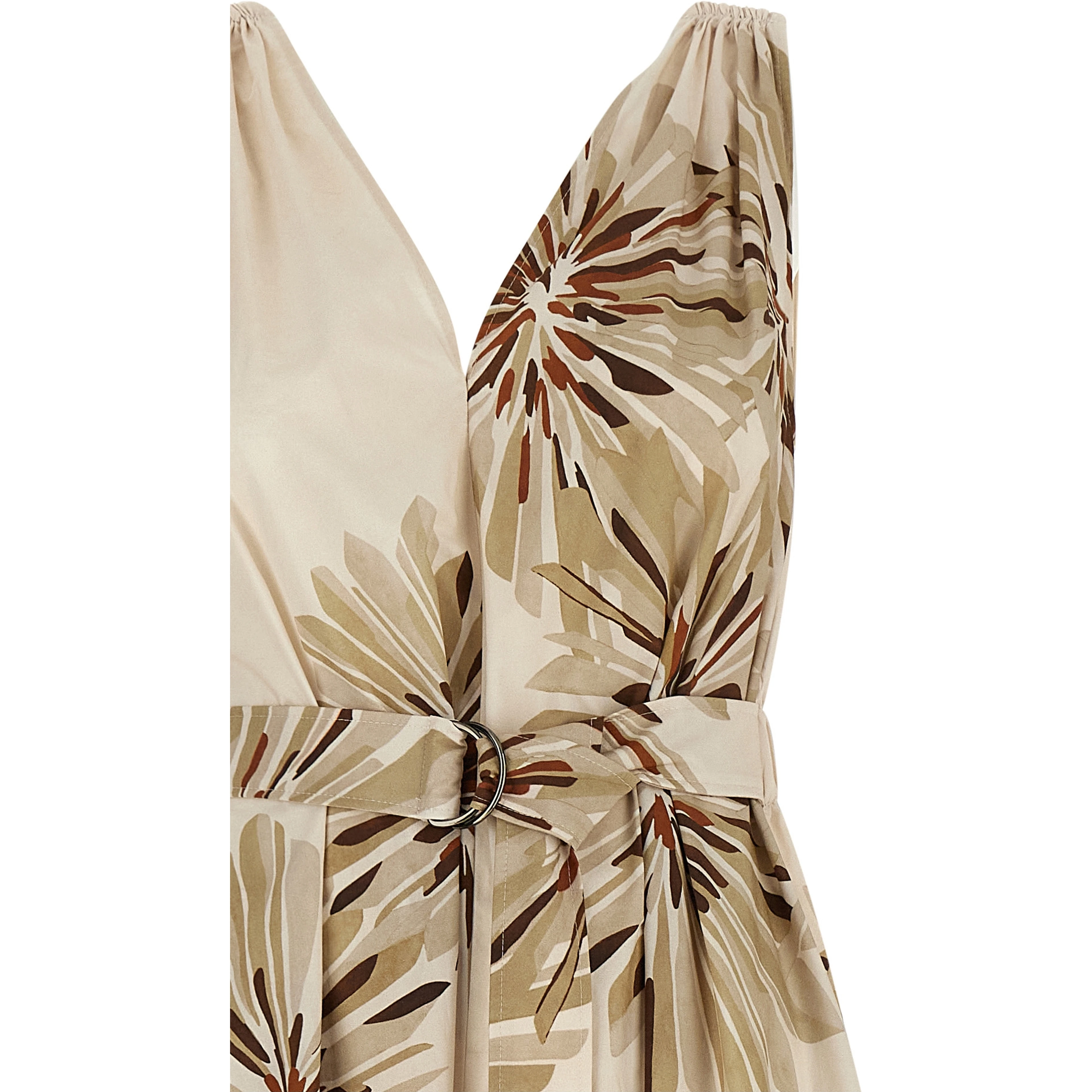 Beige Cotton Midi Dress
