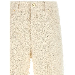 Beige Cotton Casual Pants