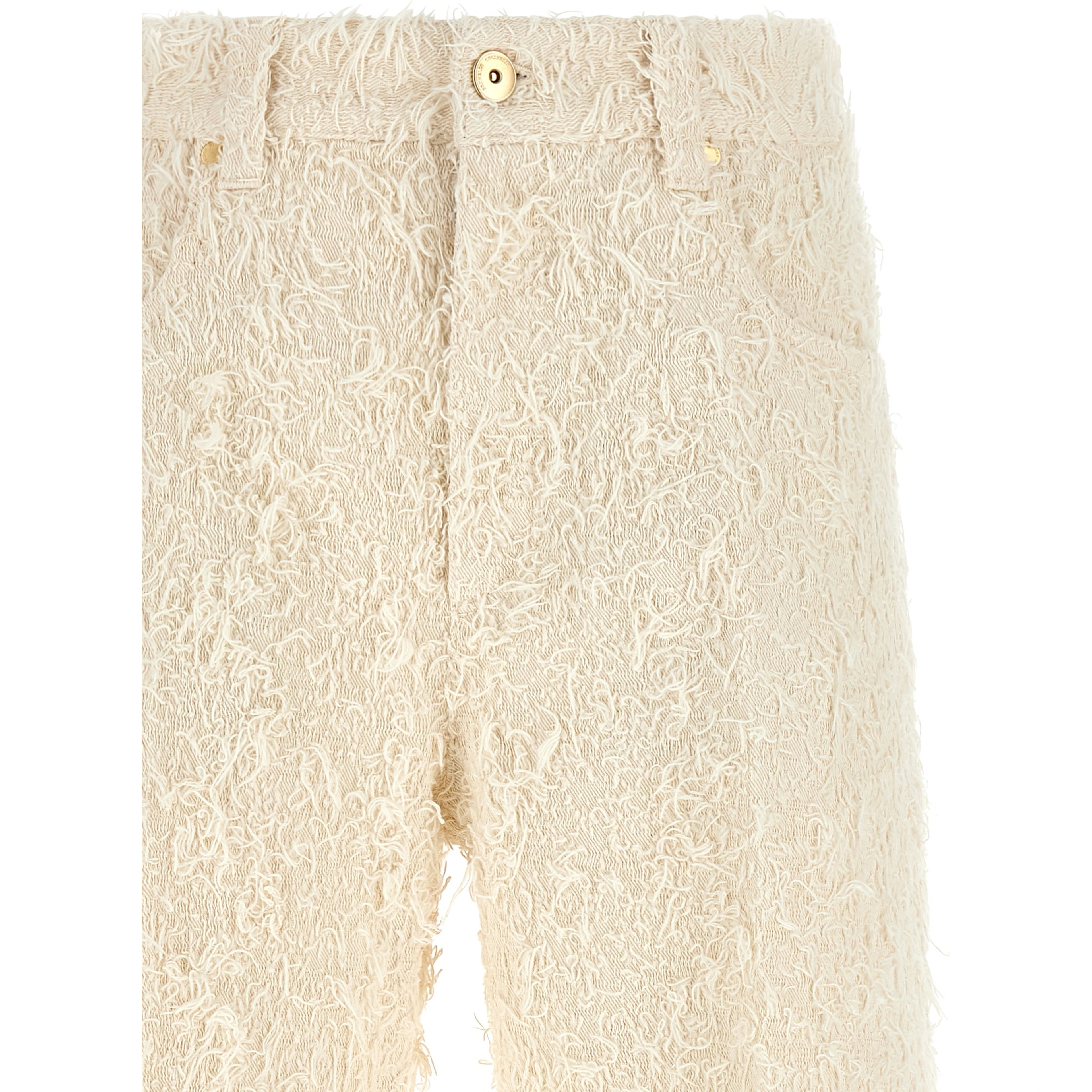 Beige Cotton Casual Pants