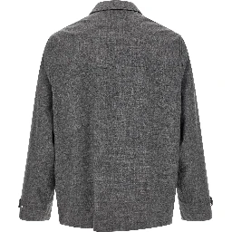 Gray Virgin Wool Full-Length Jacket