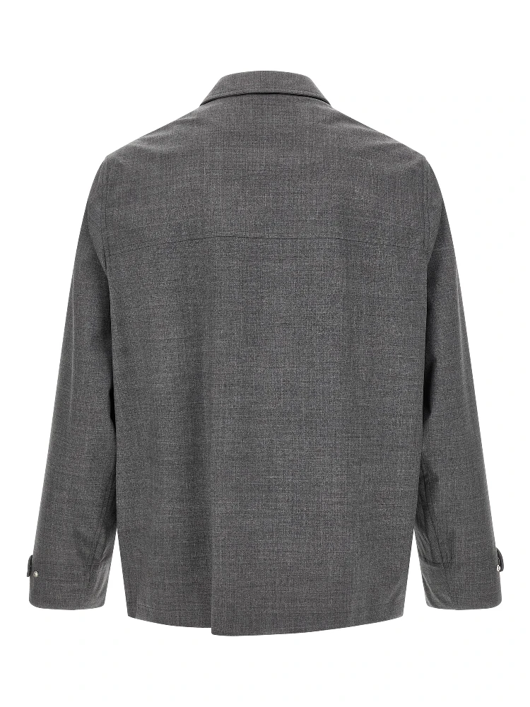 Gray Virgin Wool Full-Length Jacket alternative