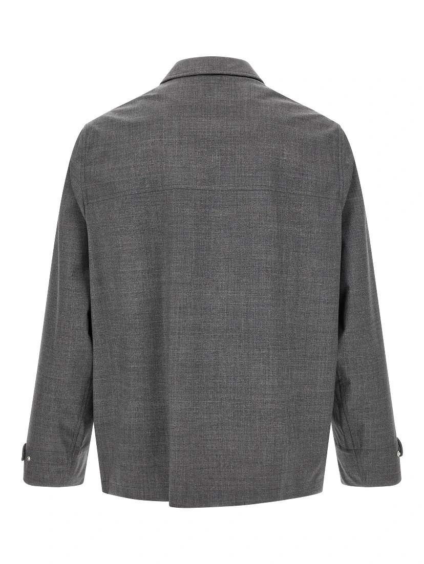 Gray Virgin Wool Full-Length Jacket