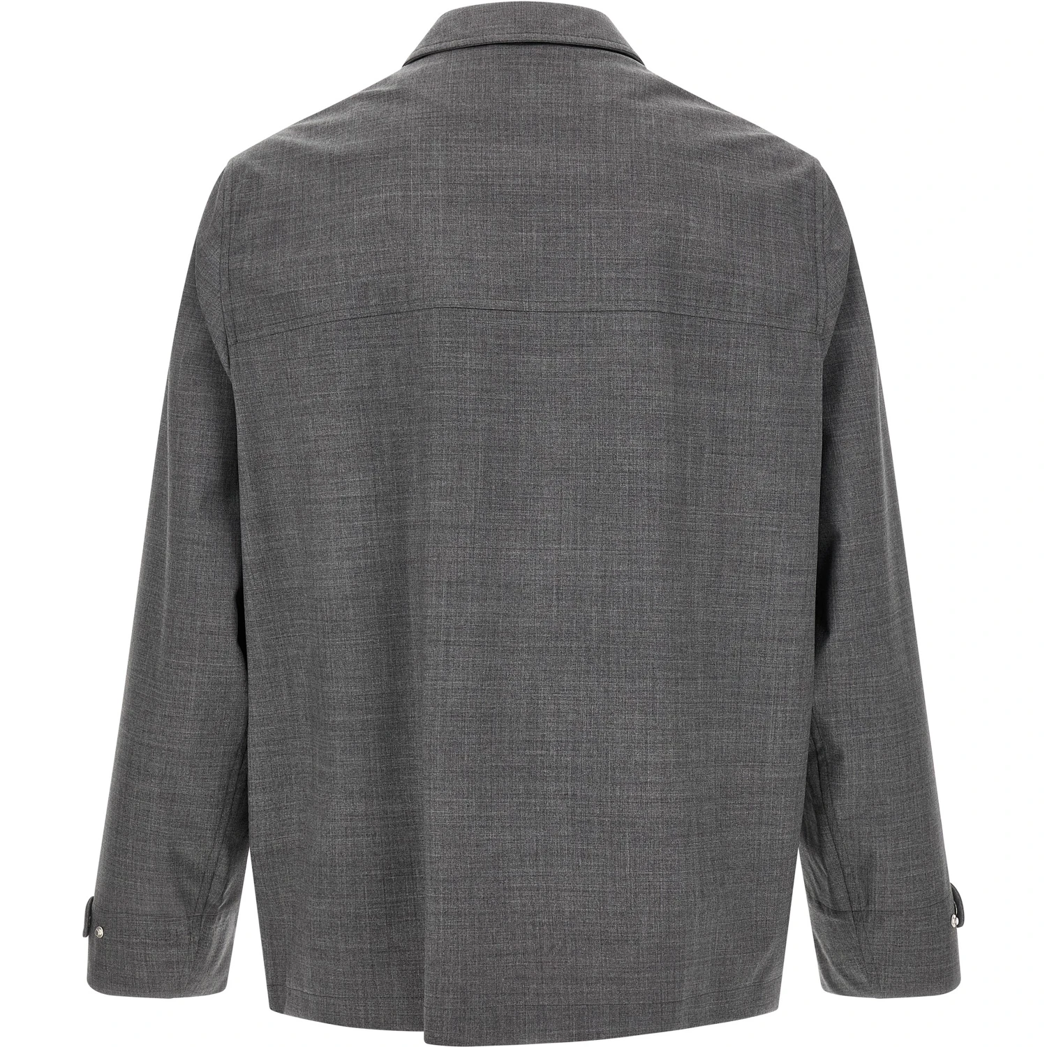 Gray Virgin Wool Full-Length Jacket