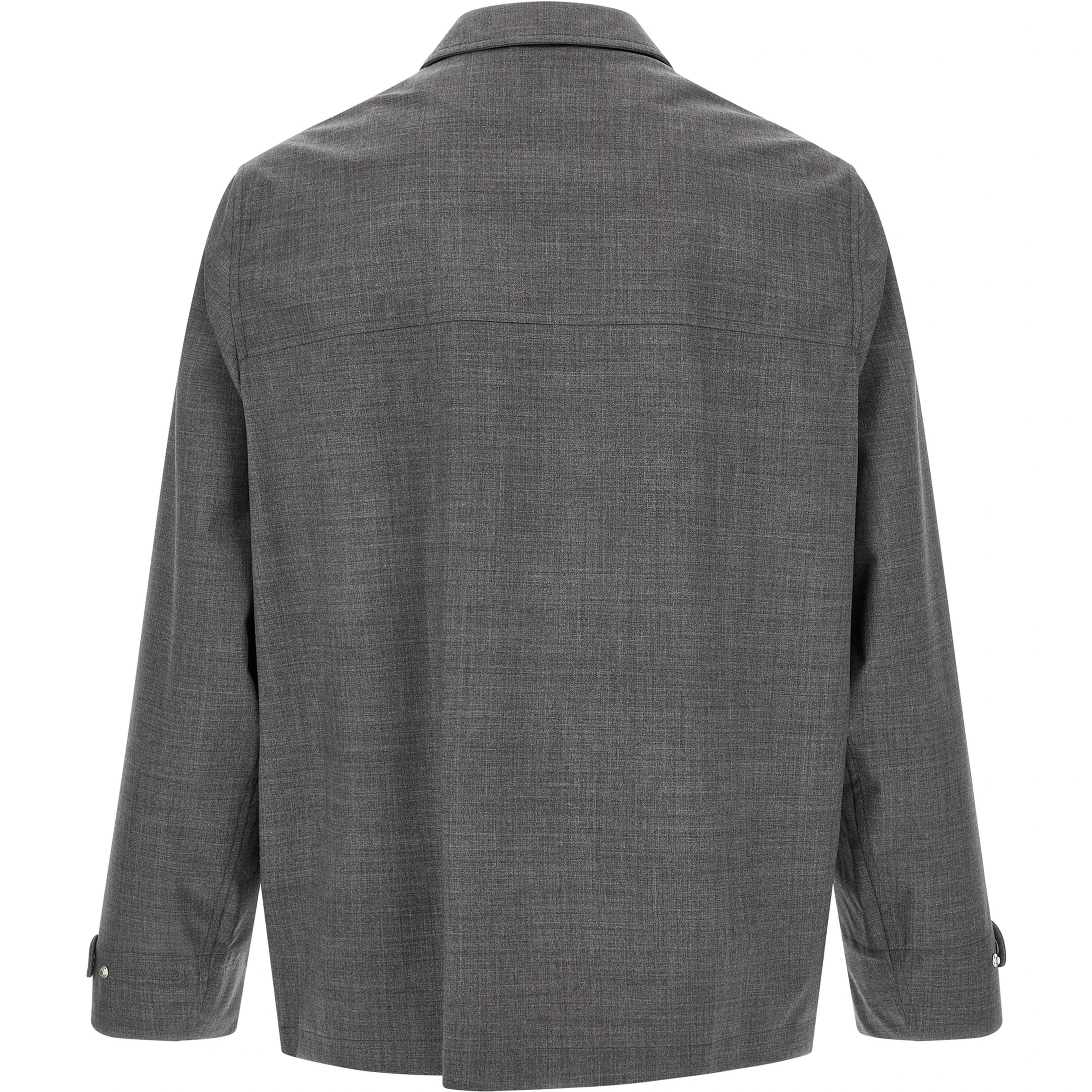 Gray Virgin Wool Full-Length Jacket
