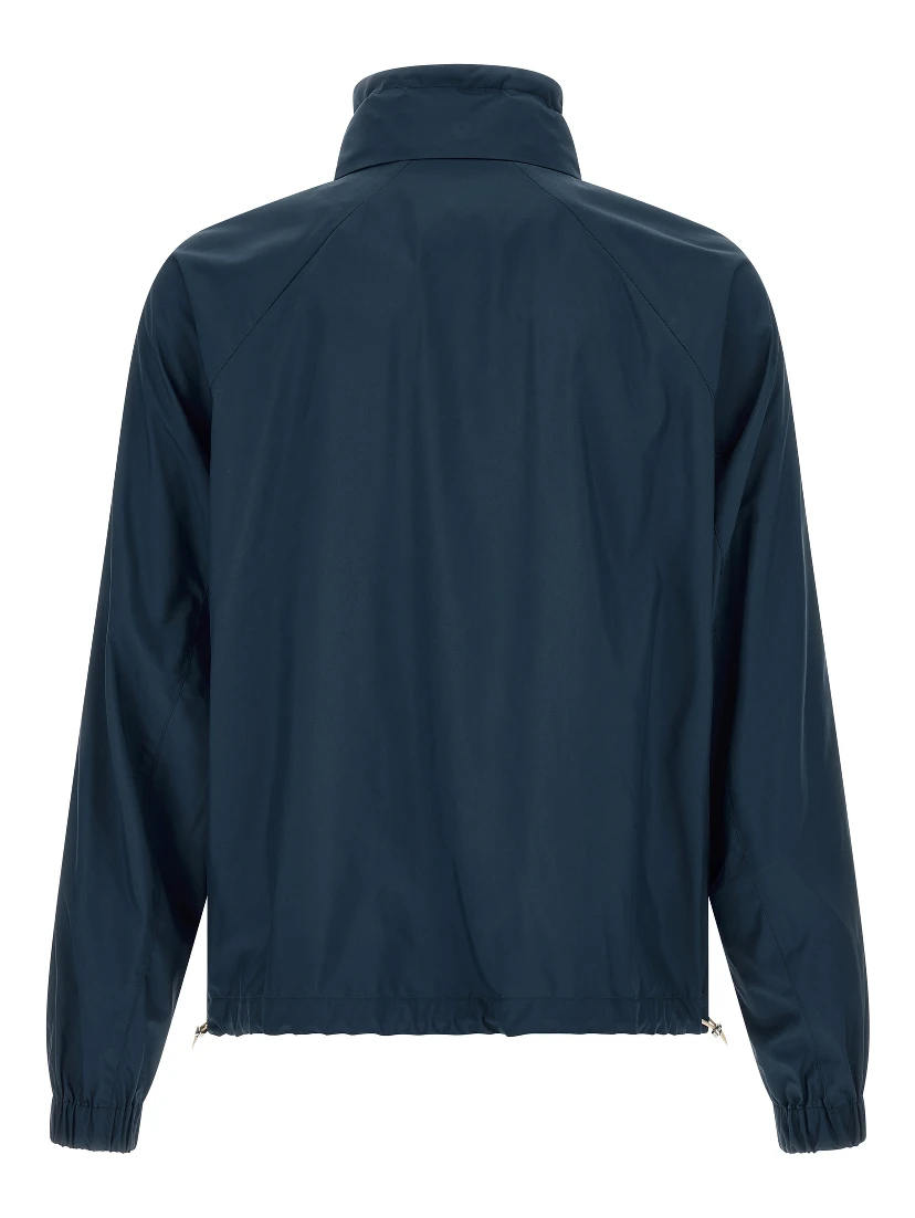 Blue Polyester Full-Length Jacket