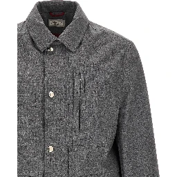 Gray Virgin Wool Full-Length Jacket