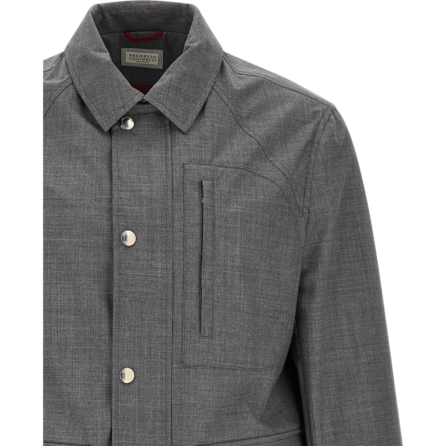 Gray Virgin Wool Full-Length Jacket
