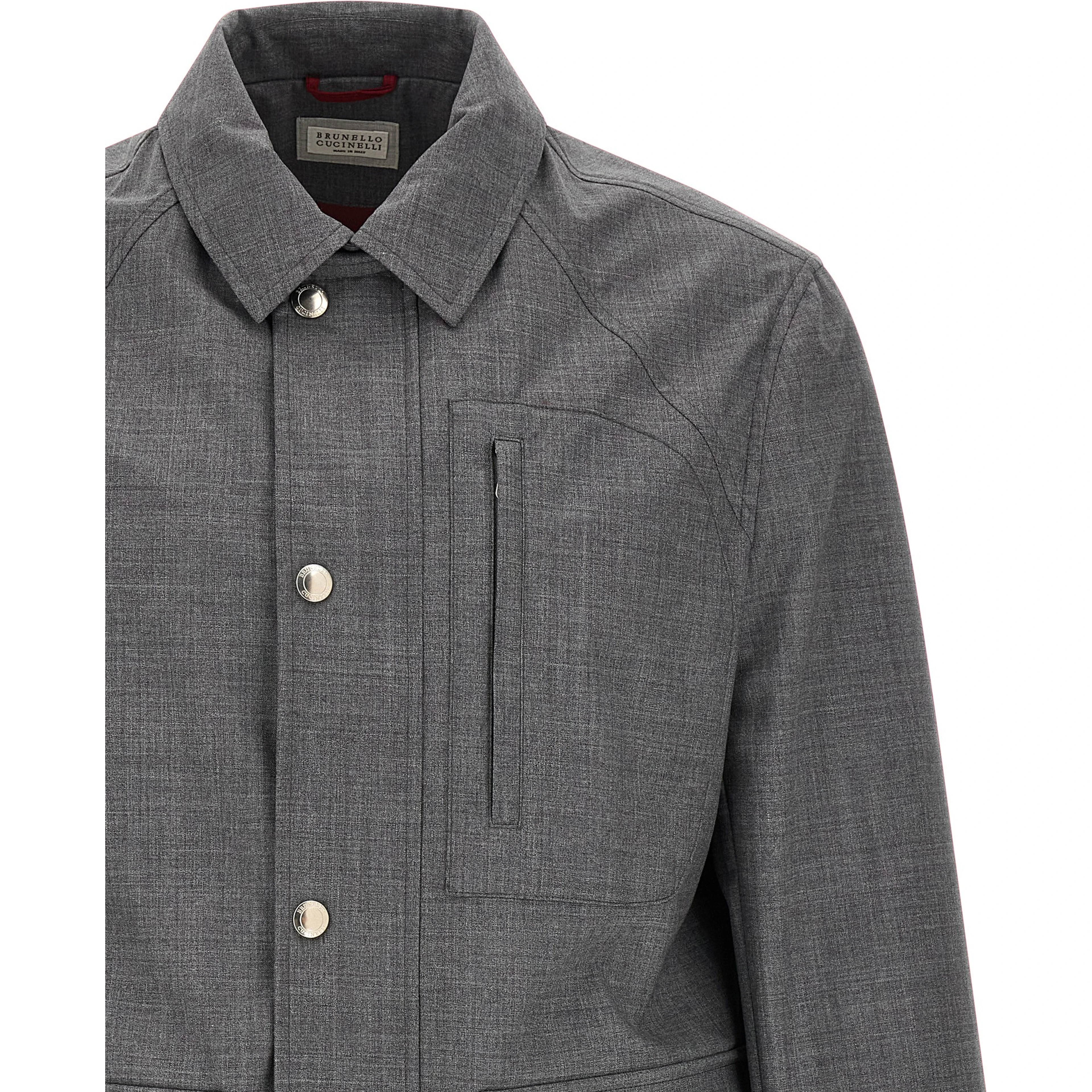 Gray Virgin Wool Full-Length Jacket