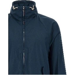 Blue Polyester Full-Length Jacket