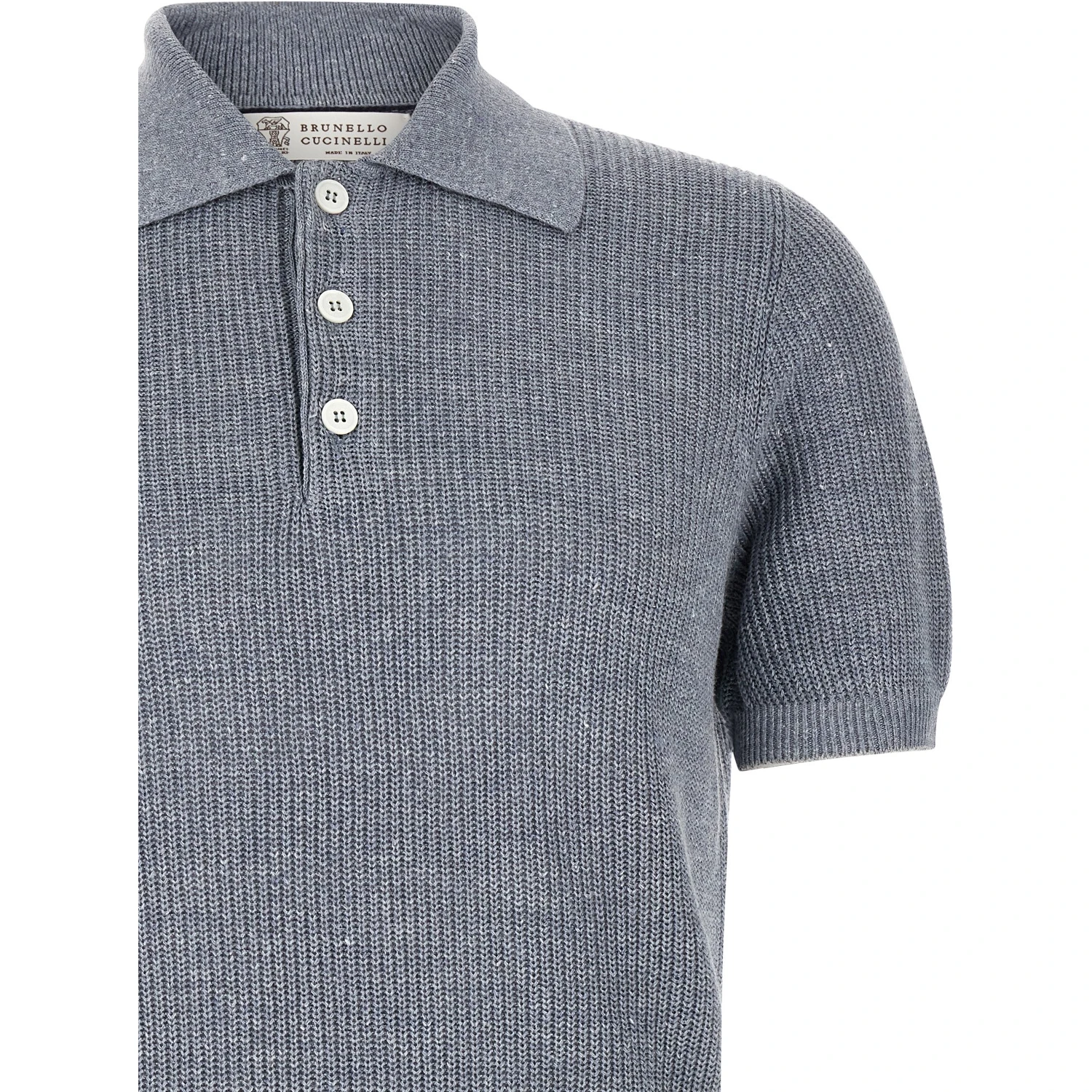 Blue Linen Polo Shirt