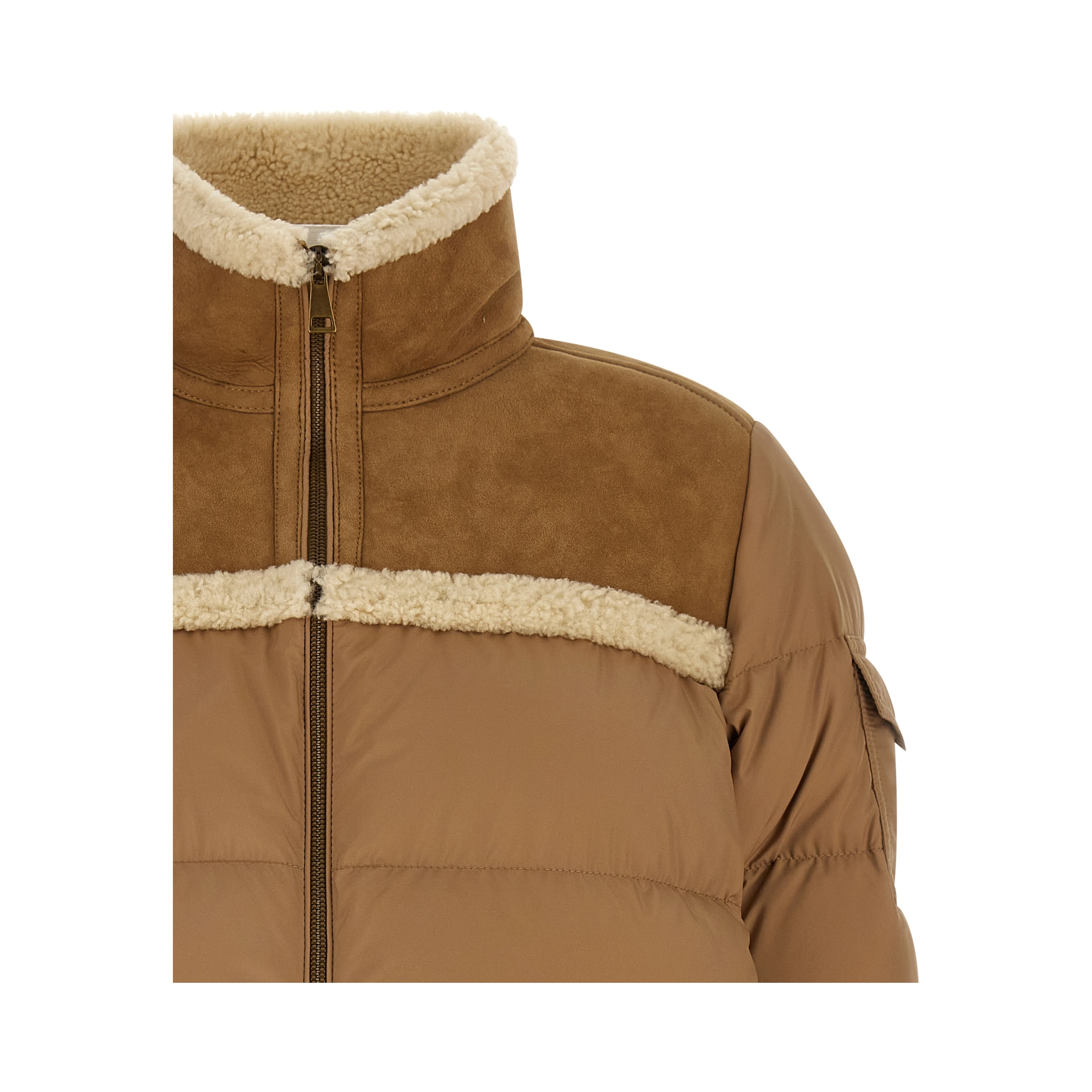 Beige Polyester Full-Length Jacket