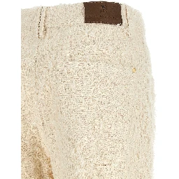 Beige Cotton Casual Pants