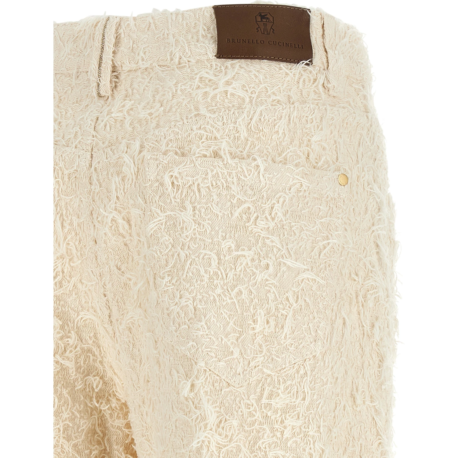 Beige Cotton Casual Pants