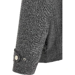 Gray Virgin Wool Full-Length Jacket