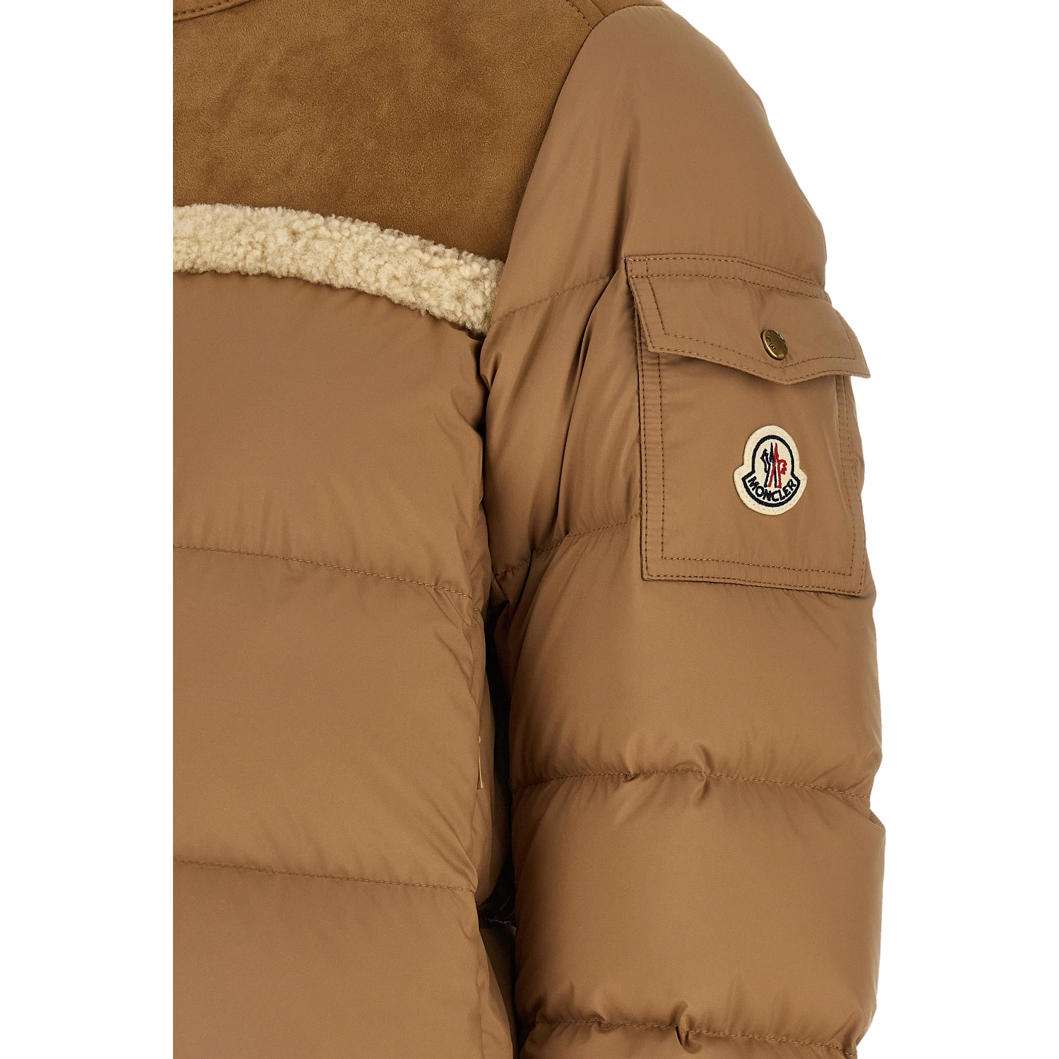 Beige Polyester Full-Length Jacket