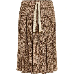 Beige Viscose Midi Skirt