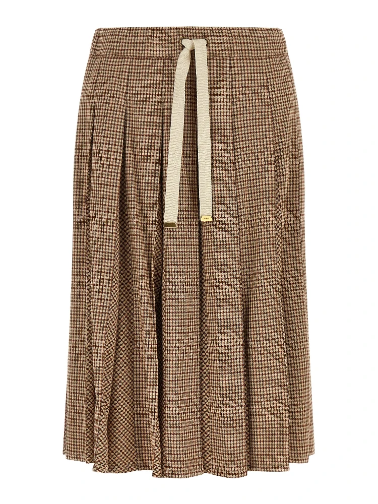 Beige Viscose Midi Skirt
