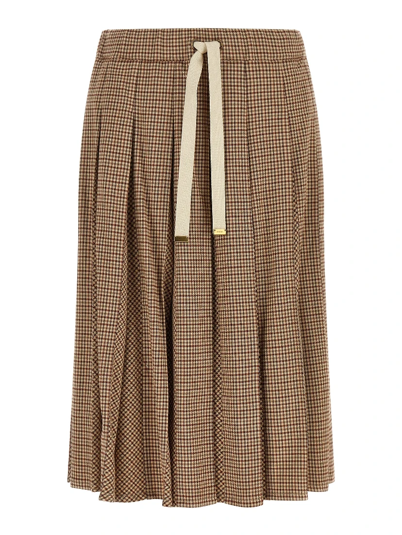Beige Viscose Midi Skirt