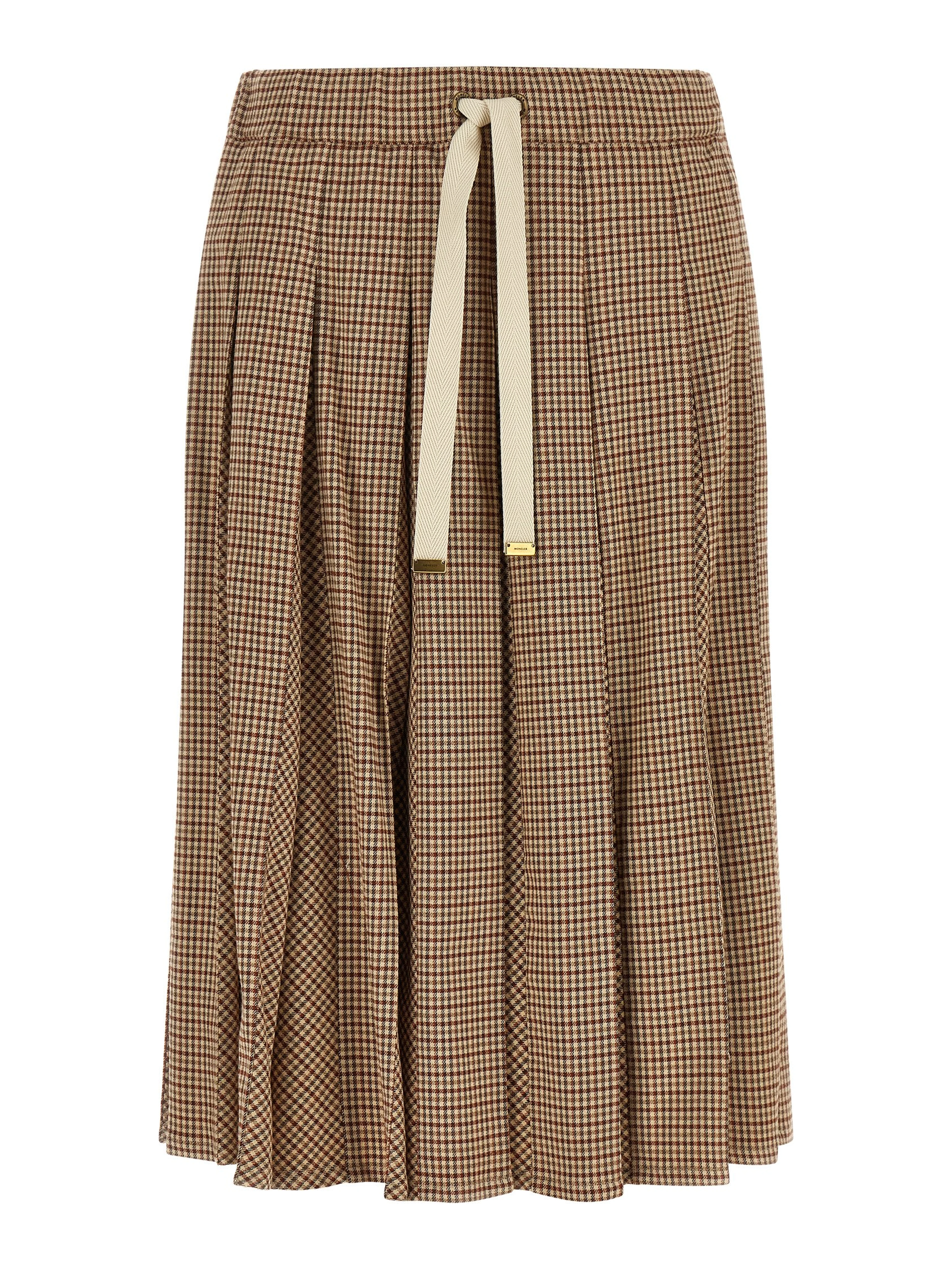 Beige Viscose Midi Skirt