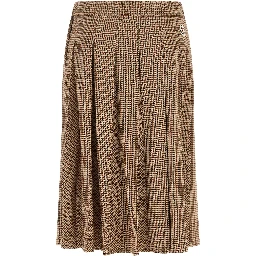 Beige Viscose Midi Skirt