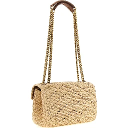 Beige Raffia Shoulder Bag