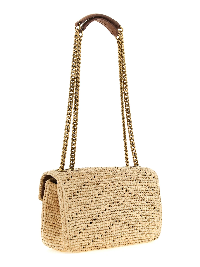 Beige Raffia Shoulder Bag