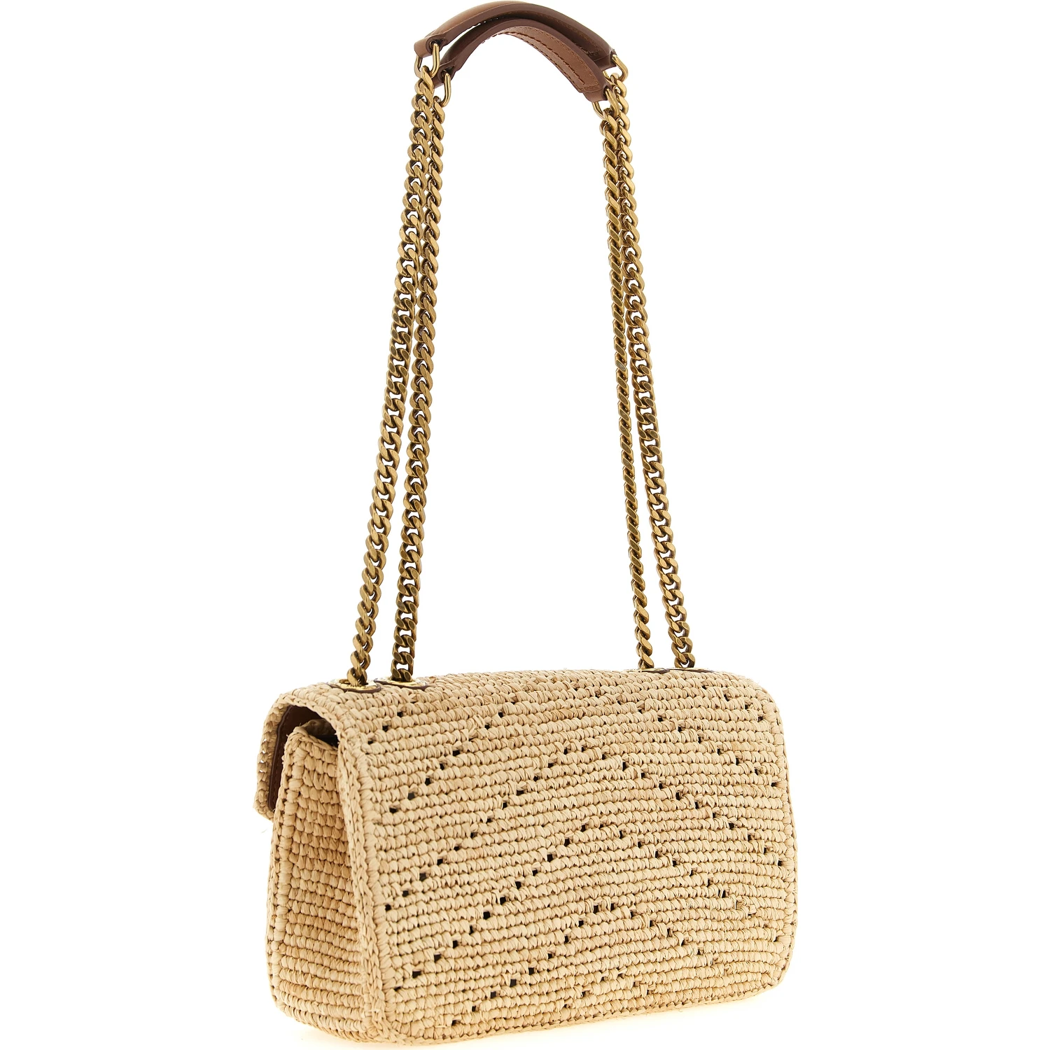 Beige Raffia Shoulder Bag