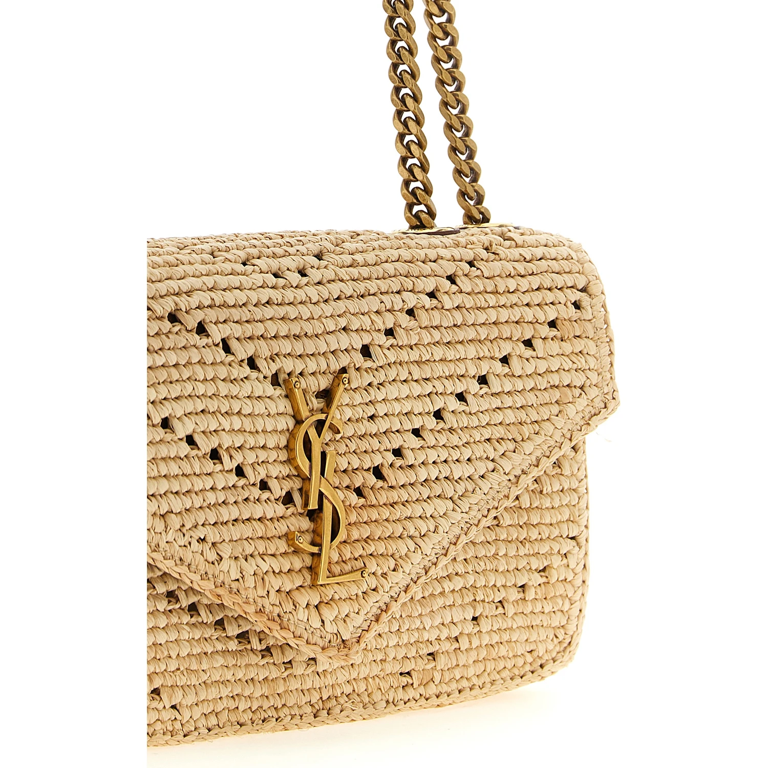 Beige Raffia Shoulder Bag