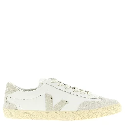 Beige Genuine Leather Low Top Sneakers