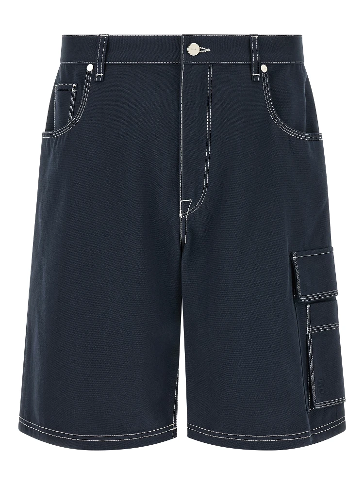 Blue Cotton Bermuda Shorts