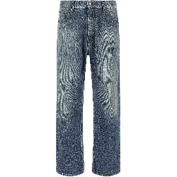 Blue Cotton Straight-Leg Jeans