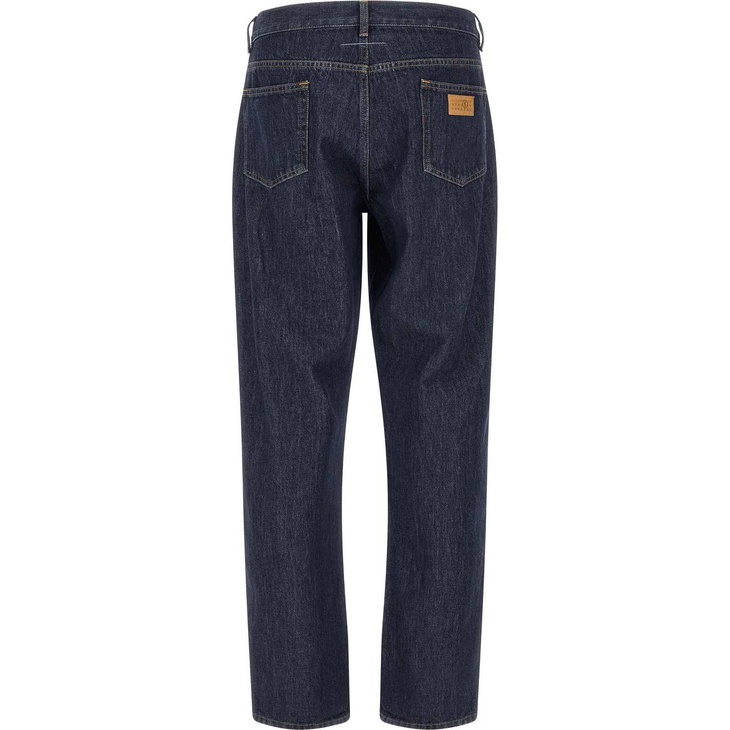 Blue Cotton Straight-Leg Jeans