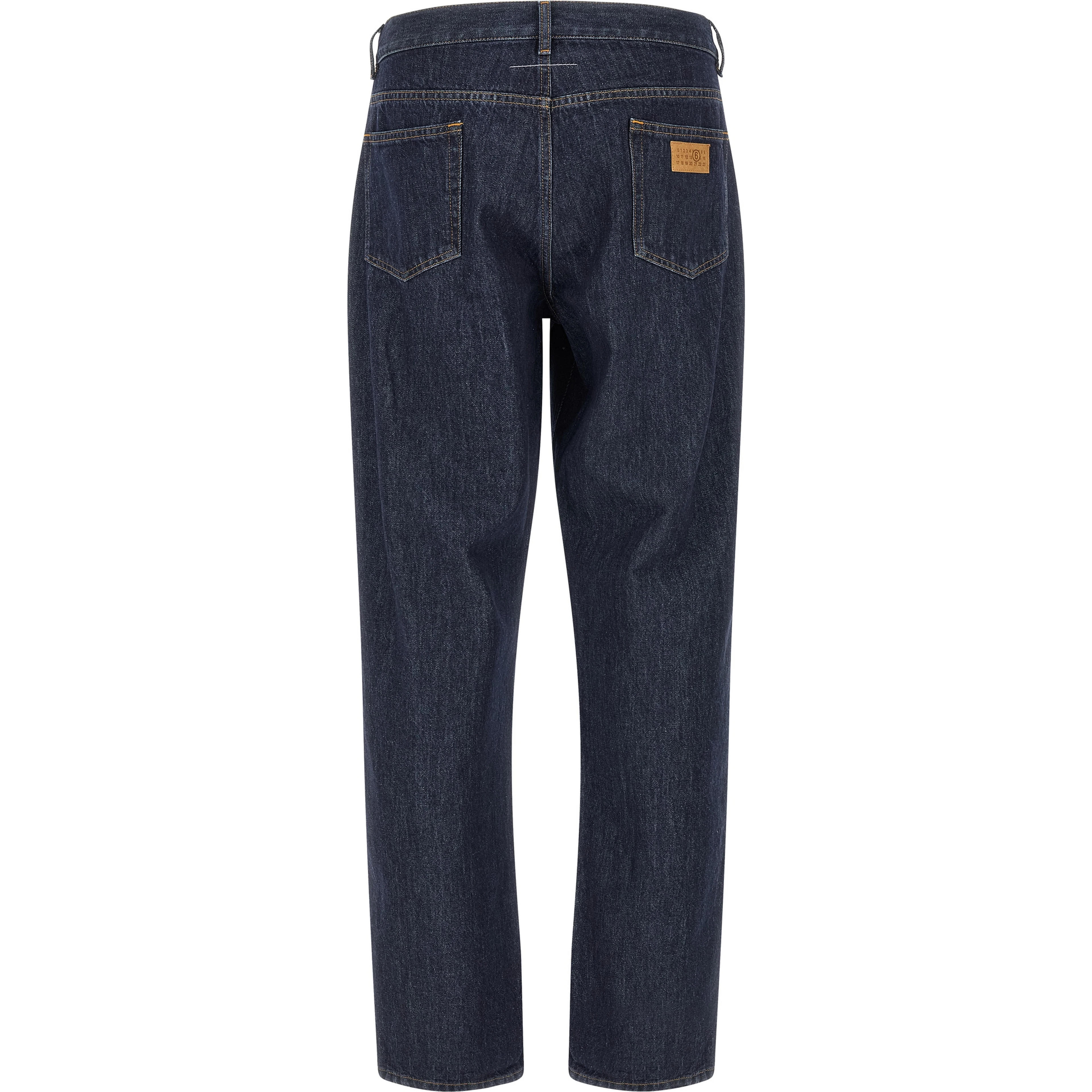Blue Cotton Straight-Leg Jeans