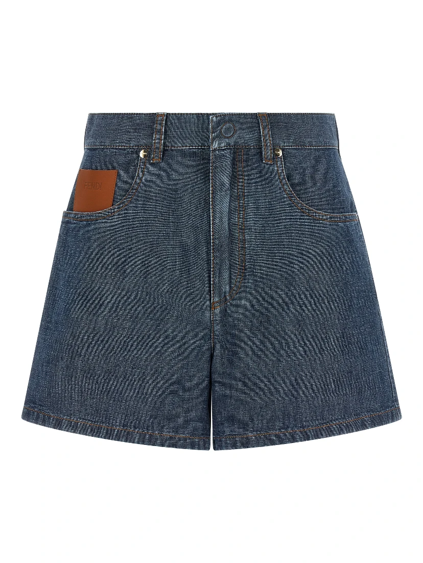 Blue Cotton Bermuda Shorts