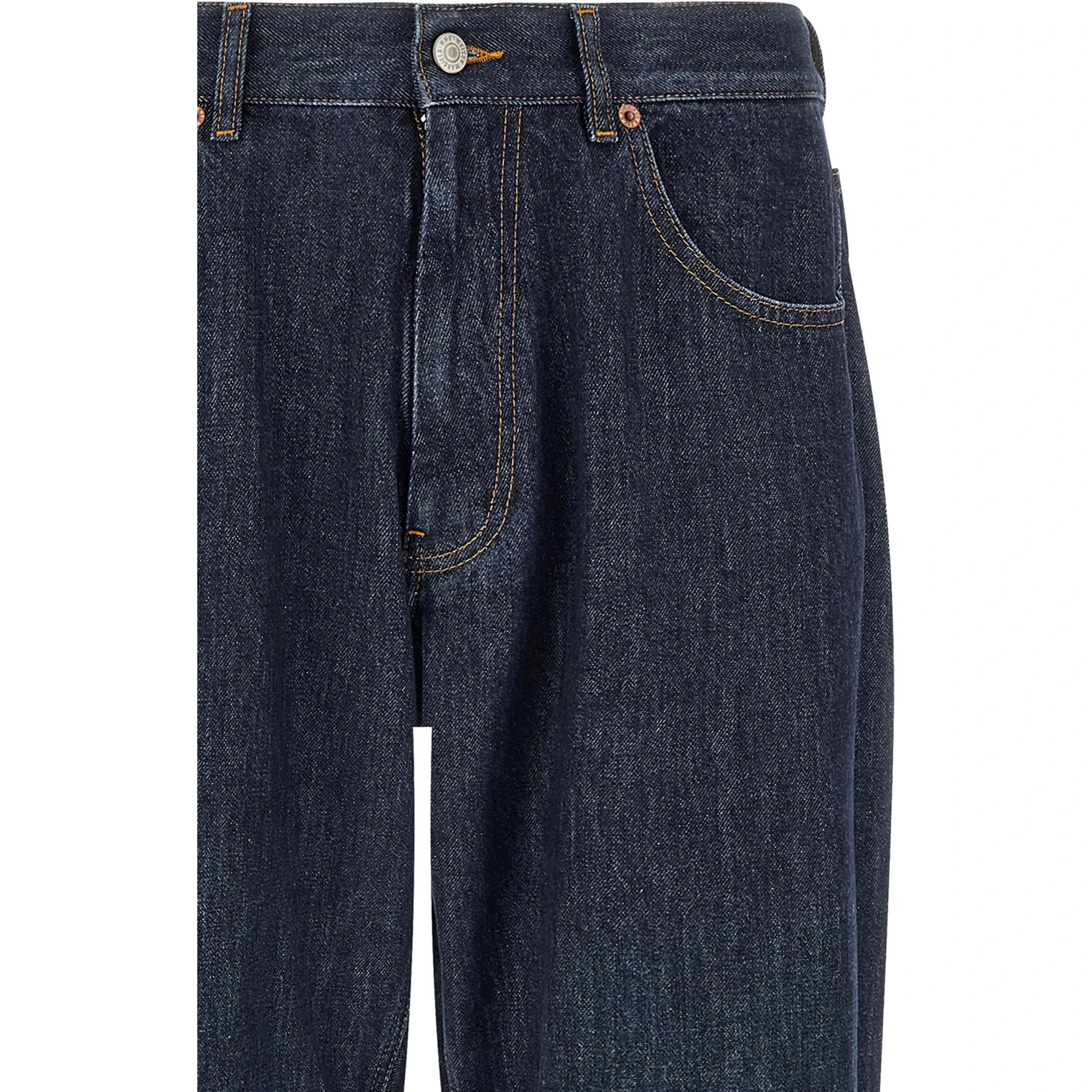 Blue Cotton Straight-Leg Jeans