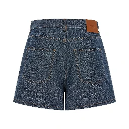 Blue Cotton Bermuda Shorts