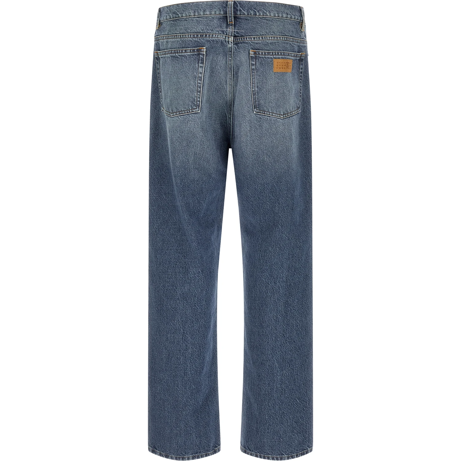 Blue Cotton Straight-Leg Jeans