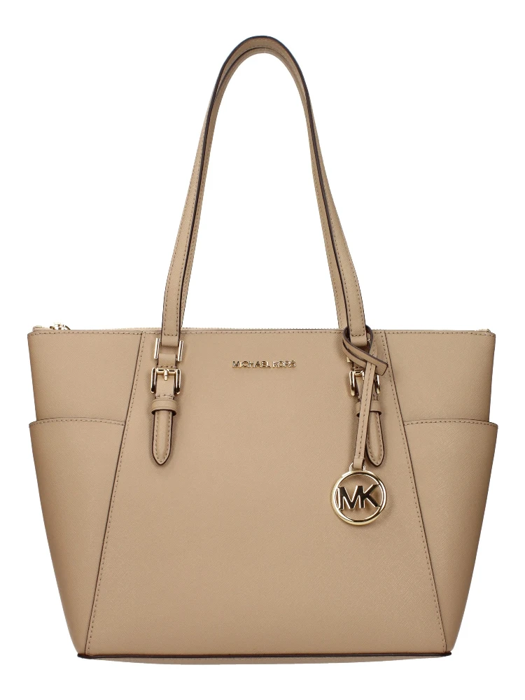 Beige Leather Shoulder Bag