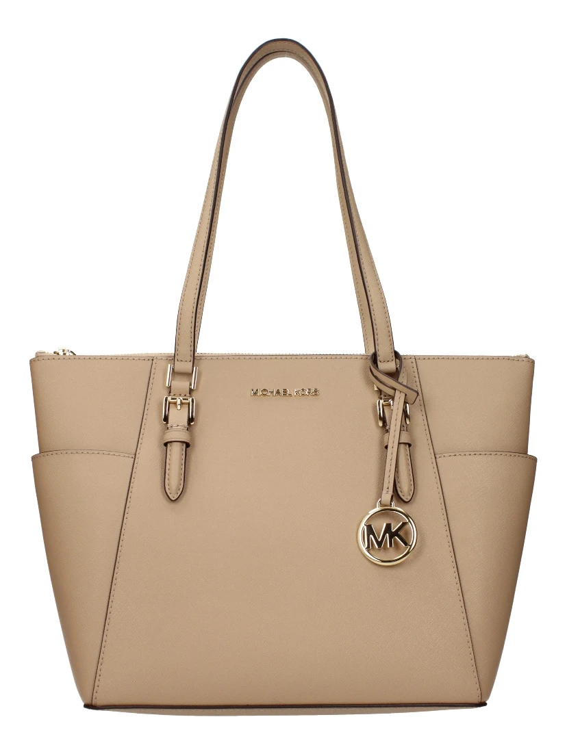 Beige Leather Shoulder Bag