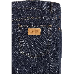 Blue Cotton Straight-Leg Jeans