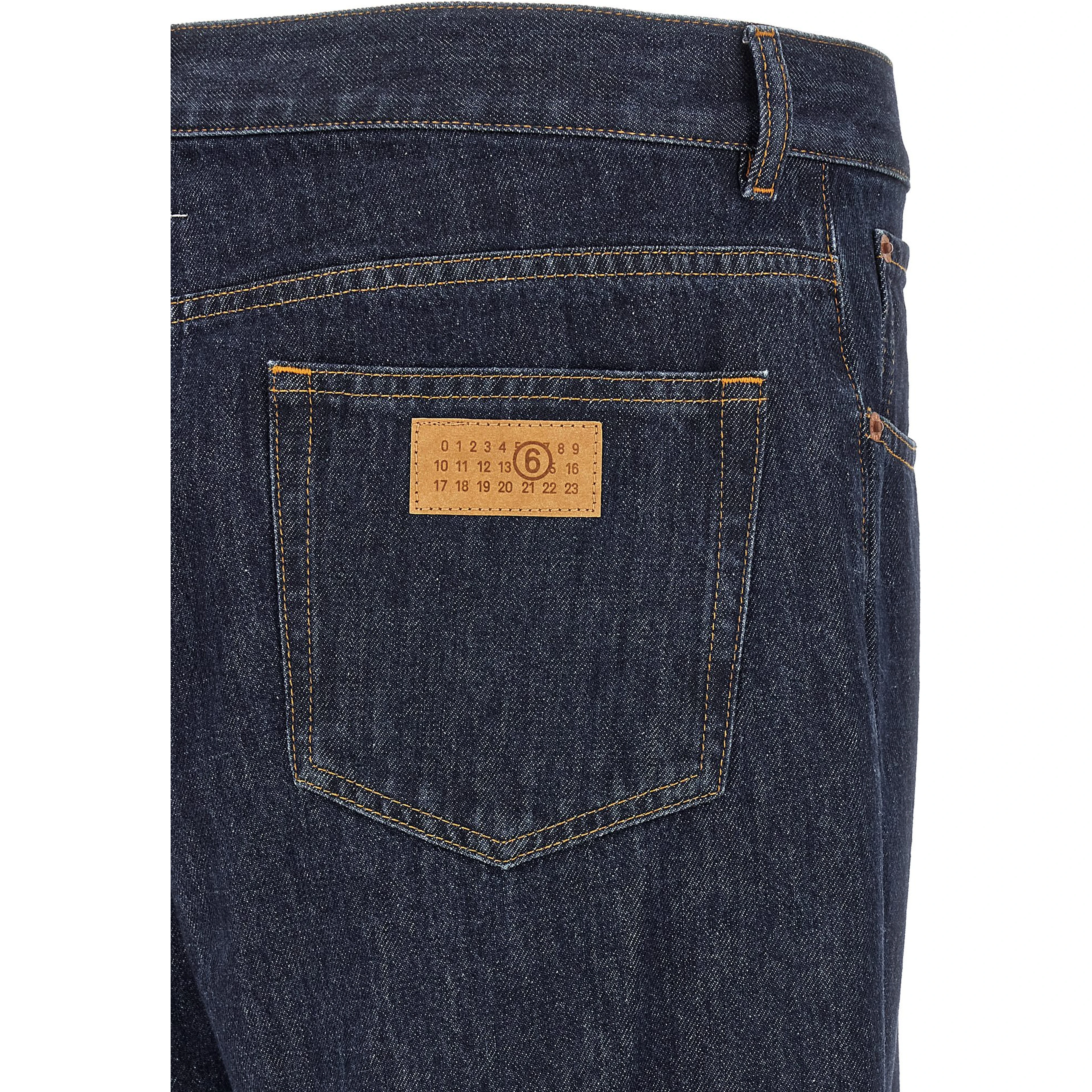 Blue Cotton Straight-Leg Jeans