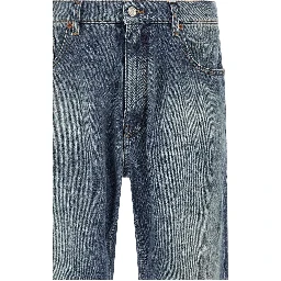 Blue Cotton Straight-Leg Jeans