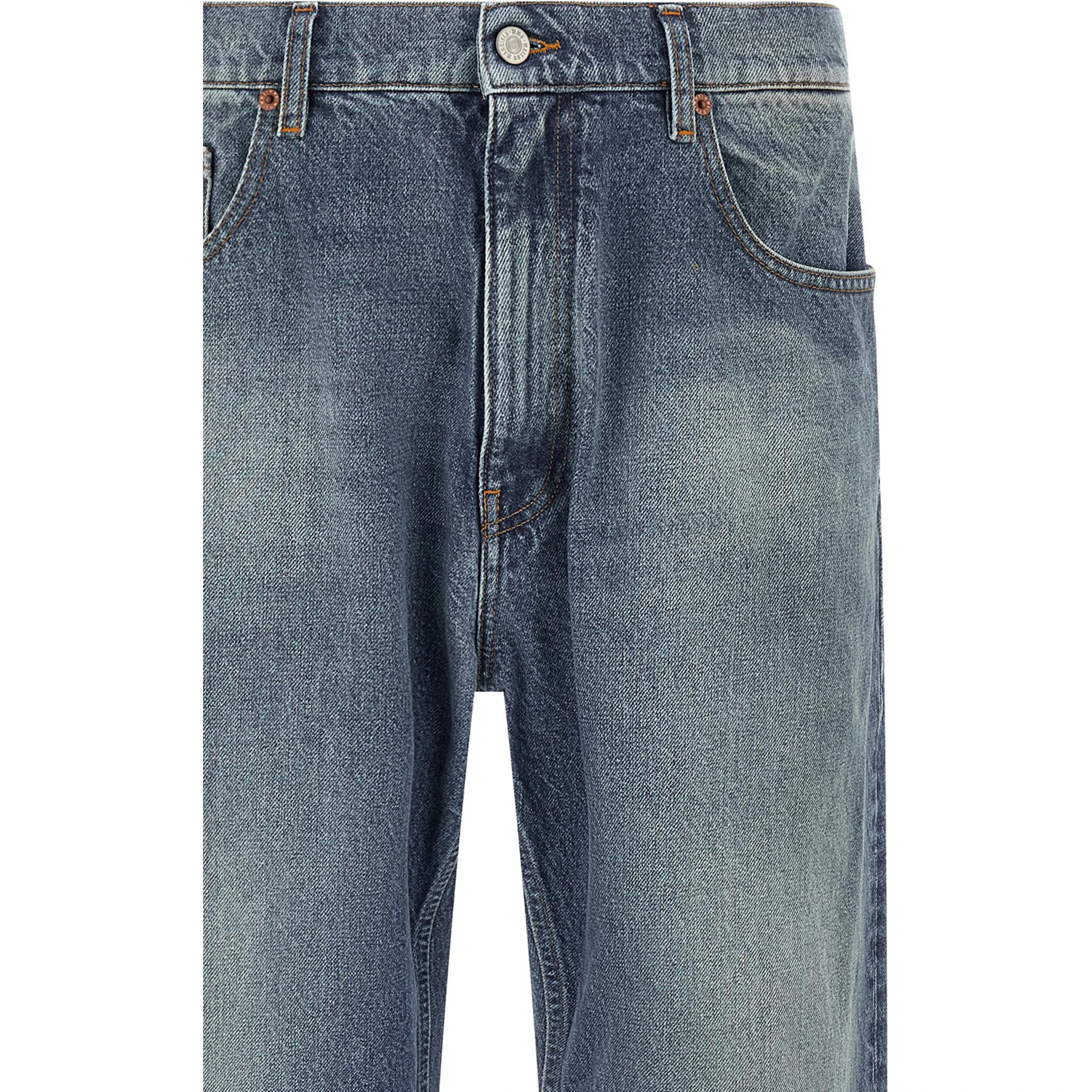 Blue Cotton Straight-Leg Jeans
