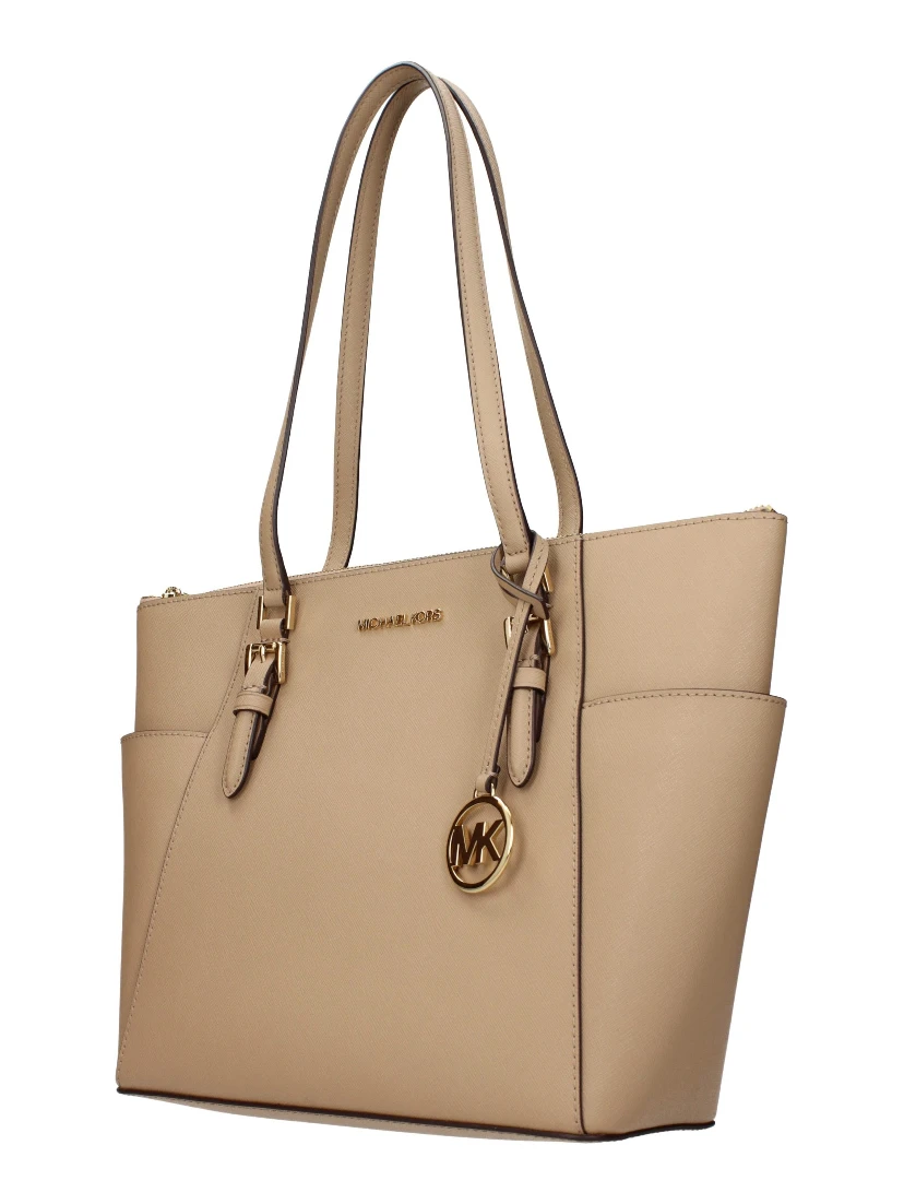 Beige Leather Shoulder Bag